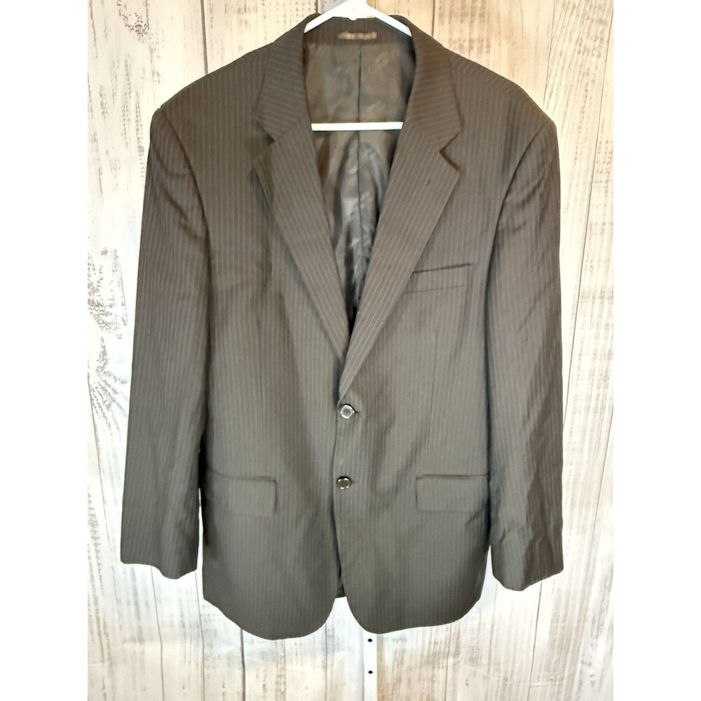Carlo Lusso Men’s Brown Pinstripe Suit Coat 44R